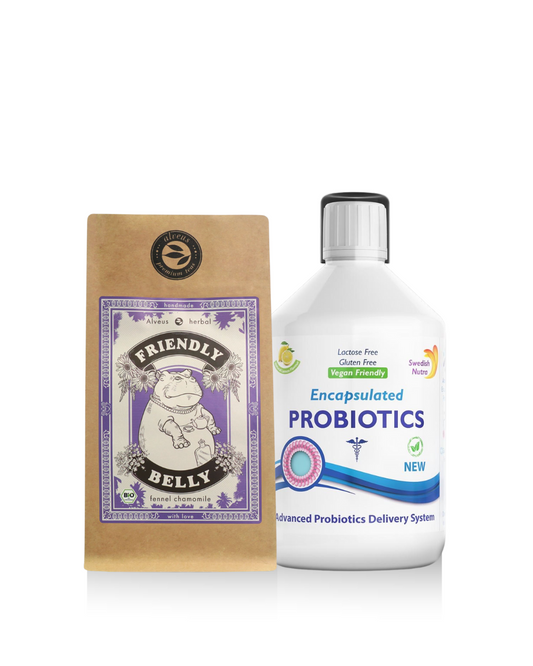 Stomach Health Duo – Probiotiká + Bylinkový Čaj Pre Zdravé Trávenie